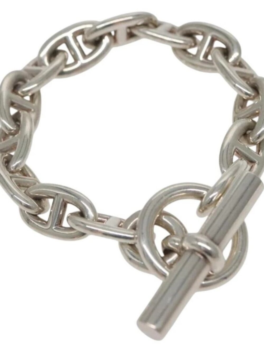 HERMES Chaine d'Ancre MM Bracelet Ag925 14 Links Silver Auth 134933SM
